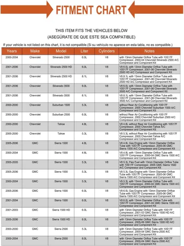 Miniatura 7 de Compresor de A/C de repuesto y kit de secador de receptor, elección mecánica para Silverado Escalade 00-06