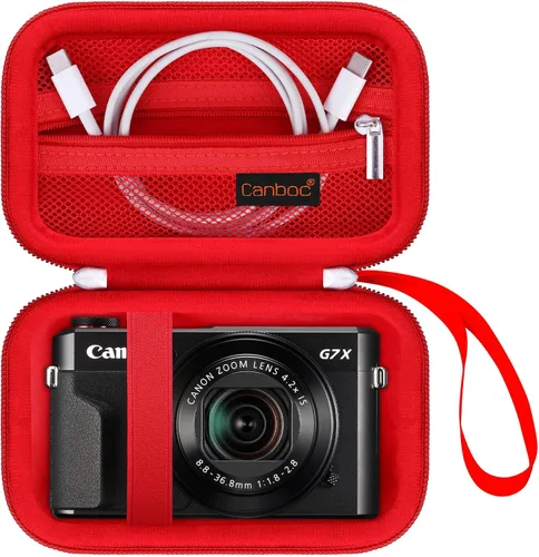 Miniatura 11 de Canboc Funda de transporte para cámara digital Canon PowerShot G7X Mark III/G7X Mark II/SX740/SX730, bolsillo de malla compatible con cable USB