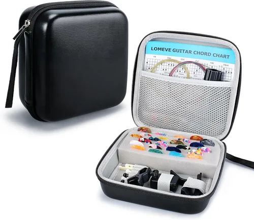 Miniatura 9 de LOMEVE El kit de accesorios para guitarra incluye cuerdas acústicas, afinador, cejilla, herramienta de encordado 3 en 1, púas, soporte para púas
