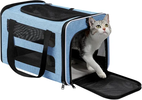 Miniatura 14 de Bolsa de viaje para gatos de lados suaves para gatos medianos a grandes de más de 15 libras, jaula transportadora para perros pequeños, entrada Rosa
