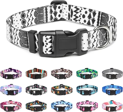Miniatura 18 de Mercano Collar ajustable para perros - Diseños especiales con patrones, collar suave de nylon cómodo y resistente para perros pequeños, medianos