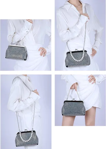 Miniatura 2 de Evevictor Bling Clutch Purse for Women, Rhinestone Crossbody Handbag, Shiny Evening Bags, Fashion Money Handbag