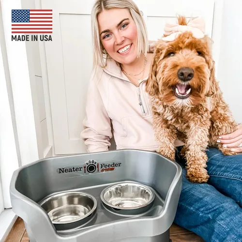 Miniatura 3 de Neater Pet Brands Neater Feeder Deluxe Cuencos para perros a prueba de derrames elevados para perros medianos 19-40 lbs, fabricado en EE. UU.
