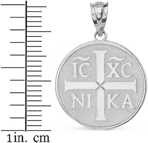 Miniatura 2 de Colgante de plata de ley con símbolo IC XC NIKA Jesucristo conquista medallón, Plata esterlina