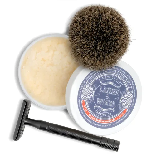 Miniatura 3 de Jabón de afeitar Lather & Wood - Peluquería - Simplemente la mejor crema de afeitar de lujo - Sebo - Espuma densa con olor fantástico para la mejor