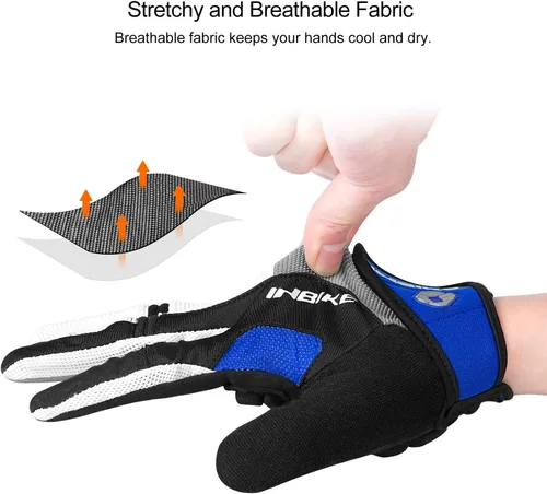 Miniatura 3 de INBIKE Guantes de ciclismo para hombre acolchados de gel de 0.197 in transpirables y resistentes al desgaste