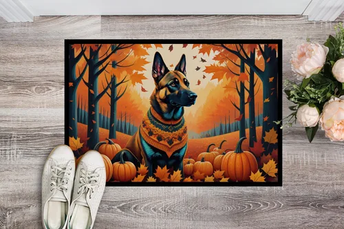 Miniatura 2 de Caroline's Treasures DAC1016MAT - Felpudo belga Malinois de otoño de 18 x 27 pulgadas, para interiores y exteriores, para entrada, antideslizante