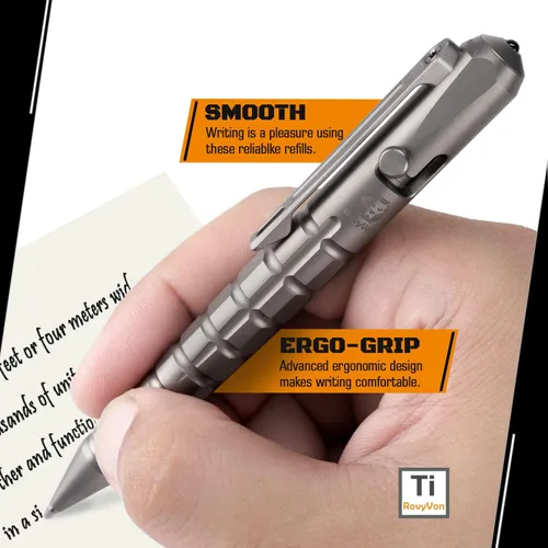 Miniatura 3 de RovyVon Bolígrafo de titanio C10, bolígrafo de acción de perno para hombres y mujeres, bolígrafo de escritura de negocios de oficina, ideal