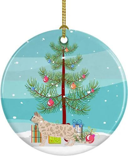 Miniatura 172 de Caroline's Treasures Adorno de cerámica con texto en inglés "Merry Christmas" para colgar en el árbol de Navidad, decoración para el hogar, Navidad