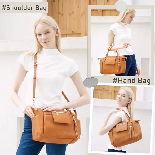 Miniatura 2 de Omanmoli Bolsa de pañales pequeña, mini bolsa de pañales, bolso cruzado de cuero con 12 bolsas de pañales para mujeres y niñas, correa cruzada, 2
