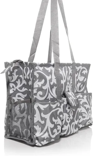 Lucazzi Bolsa de mano con cremallera superior, bolsa organizadora multiusos grande para profesores, enfermeras, trabajo, estudiantes, tejer,