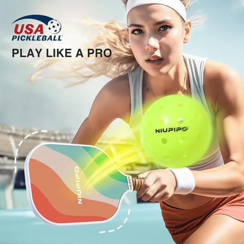 Miniatura 7 de niupipo Pickleball Paddles Set of 2/4/1, USAPA Approved Carbon Fiber & Fiberglass Hybrid, Easy Power, Polypropylene Honeycomb Core, Cushioned 4.72