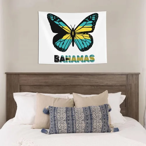 Miniatura 4 de Póster de tapiz con bandera de las Bahamas de mariposa de 29 x 37 pulgadas, decoración del hogar, decoración para colgar en la pared, dormitorio