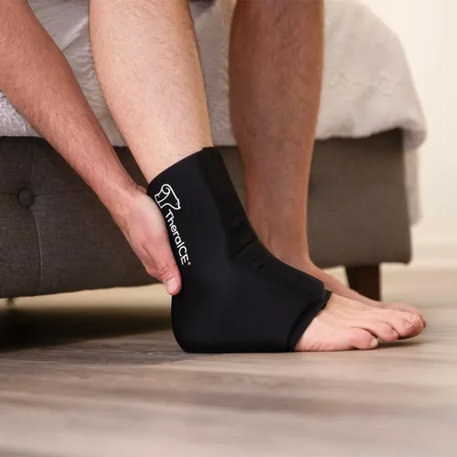 Miniatura 7 de TheraICE Envoltorio de Bolsa de Hielo para Tobillo para Hinchazón y Tobillera para Esguince para Mujeres y Hombres, Calcetines de Compresión