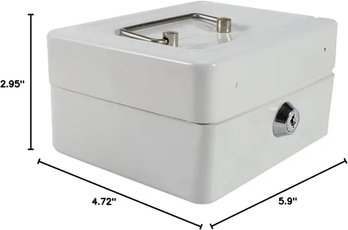 Miniatura 10 de Omabeta Mini caja para el hogar, 1 unidad, portátil, de acero, con cerradura para dinero en efectivo, tipo cerradura de llave, caja de seguridad