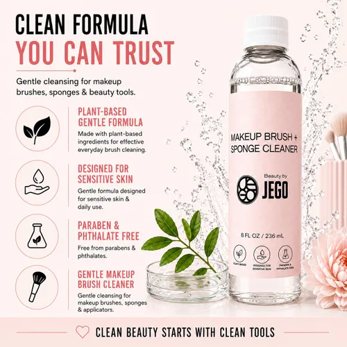 Miniatura 2 de JEGO Solución limpiadora de brochas de maquillaje, limpiador de esponjas, limpiador líquido para brochas de maquillaje, solución hipoalergénica y a