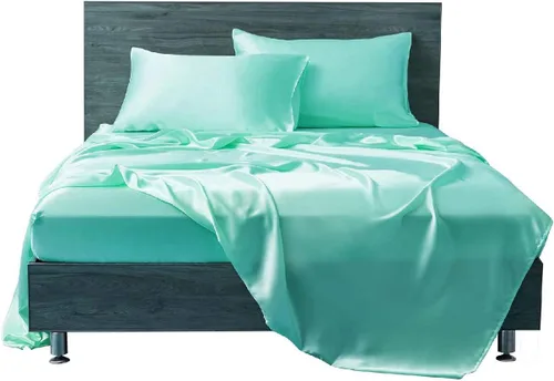 Miniatura 4 de Juego de sábanas de satén de seda de 4 piezas Sábana bajera Sábana encimera Funda de almohada Calidad de hotel sedoso suave y lujoso