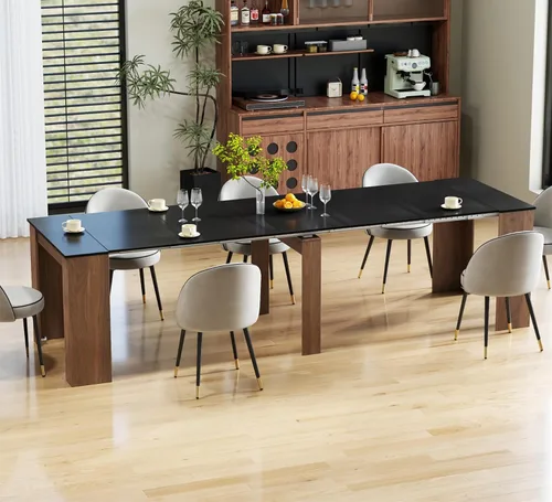 Miniatura 22 de SSLine Mesa de comedor rectangular extensible de 35 a 118 pulgadas, mesa de reuniones de conferencias súper larga para 6, 8, 12 personas, mesas