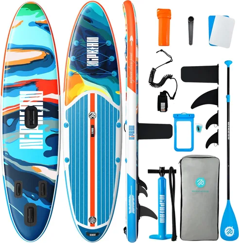 Miniatura 31 de Niphean Tabla de remo inflable con accesorios de SUP, cubierta de EVA antideslizante, tablas de remo inflables de 10 pies 6 pulgadas para adultos
