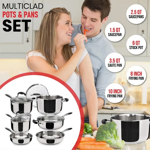 Miniatura 7 de AVACRAFT Juego de utensilios de cocina de acero inoxidable 18/10, ollas y sartenes de primera calidad, esenciales de cocina para cocinar, cuerpo