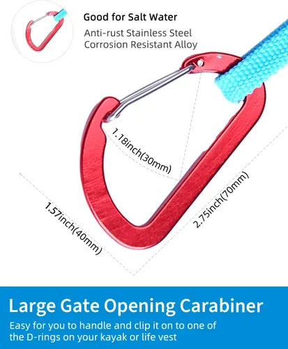 Miniatura 5 de OCEANBROAD Correa de remo de kayak estirable con cuerda de lanyard para SUP, kayak, botes, canoa, caña de pescar, 4-7 pies Azul