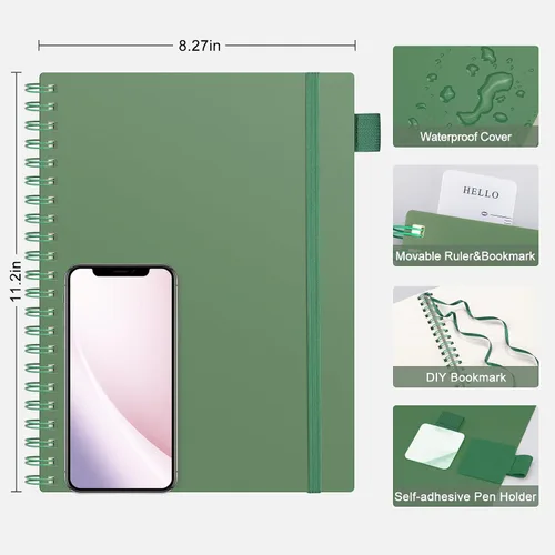 Miniatura 3 de AHGXG Cuaderno espiral rayado para la universidad - Cuaderno espiral perforado A4 de 8.5" x 11", 300 páginas con perforación para desprender