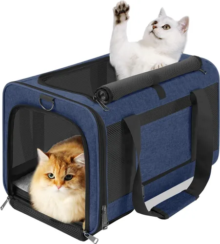 Miniatura 15 de GAPZER Transportador de mascotas para gatos grandes de 20 libras + / Transportín de lados suaves para perros pequeños de 12 libras, jaula de viaje