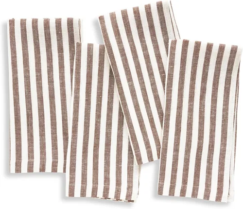 Miniatura 18 de Solino Home Amalfi - Manteles individuales a rayas, de 14 x 19 pulgadas, juego de 4 unidades, tela natural, lino europeo, 100 % lino puro, hechos a