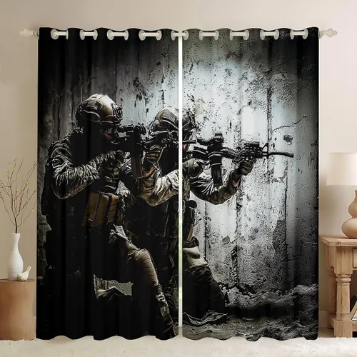 Miniatura 36 de Cortinas opacas de damasco negro para adultos, 30-50 % cortinas barrocas victorianas antiguas de 38 pulgadas de ancho x 54 pulgadas de largo, Multi