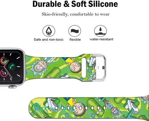 Miniatura 3 de Compatible con Apple Watch Band Rick and Morty de 1.929 in/1.811 in/1.772 in/1.732 in/1.654 in (Serie 3 2 1) Correa mágica de silicona suave