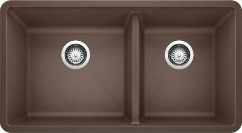 Miniatura 7 de BLANCO 441128 Precis Silgranit 60/40 - Fregadero de cocina con doble tazón, 33 pulgadas, color antracita Gris metálico