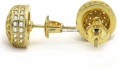 Miniatura 4 de Pendientes redondos para hombre de 18 quilates con acabado en oro amarillo de 0.394in