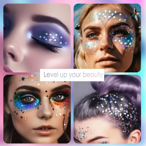 Miniatura 6 de Laza Estrellas de 0.35 oz con purpurina de confeti brillante holográfico micro cinco ángulos estrella falsas lentejuelas acrílico paillettes