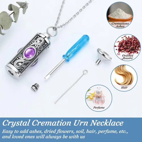 Miniatura 3 de Jadive 3 collares de urna para cenizas, joyería de cremación para cenizas, collar con colgante de urna para mujer, cremación conmemorativa, soporte