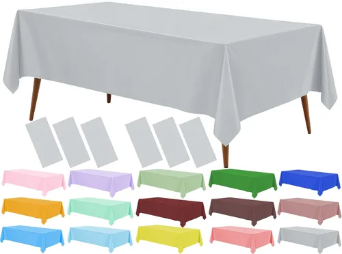 Miniatura 25 de Mantel de plástico verde frutal (paquete de 2), 54 x 108 pulgadas, cubierta de mesa para mesa rectangular, manteles desechables verde manzana