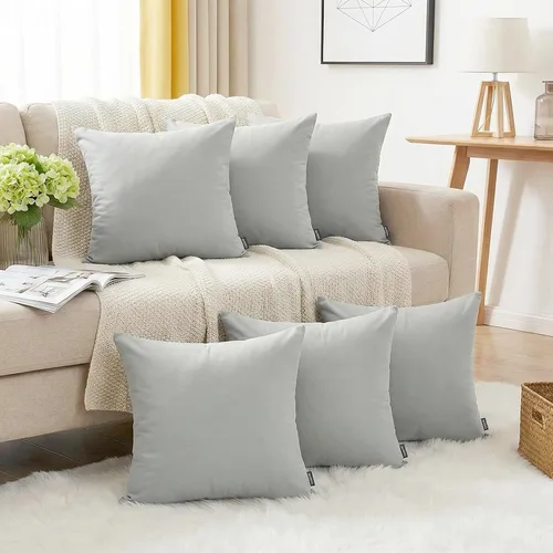 Miniatura 45 de Coddsmz Paquete de 6 fundas de almohada decorativas 100% algodón, fundas de cojín cuadradas de Navidad sólidas para el hogar, cama, sofá, día