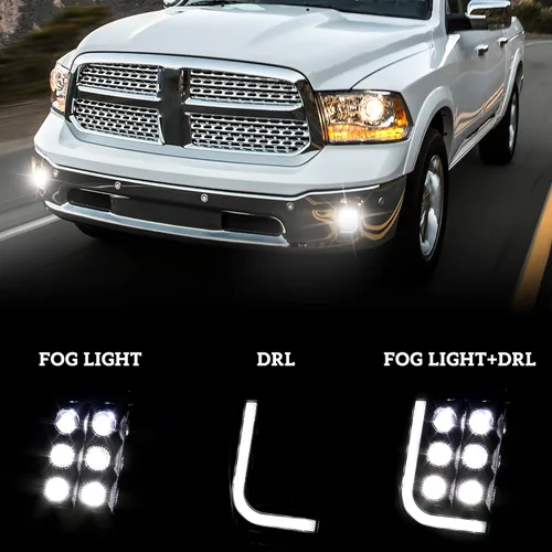 Miniatura 2 de Luces antiniebla LED con luces de circulación diurna para Dodge Ram 1500 2013-2018, montaje de lámparas antiniebla Plug & Play para camioneta