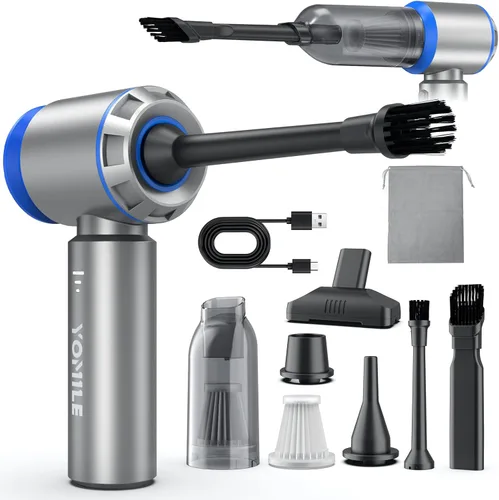 Miniatura 7 de Yomile - Plumero de aire comprimido, 2 en 1, 120000 RPM inalámbrico con batería de 7600 mAh soplador de polvo para limpiador de teclado, soplador