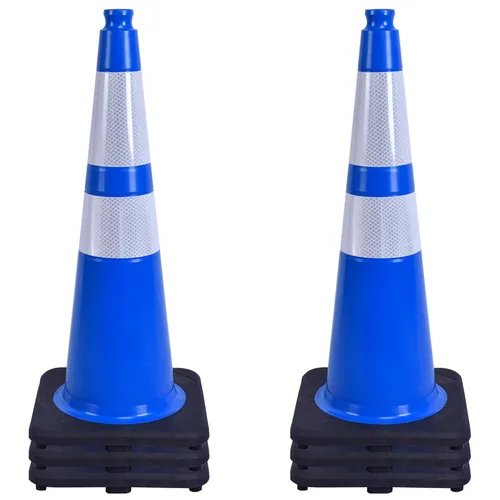 Miniatura 43 de OrangeStar Conos de Tráfico de 36" Paquete de 6 Conos de Seguridad Azules con Collares Reflectantes, Base de Servicio Pesado para Construcción