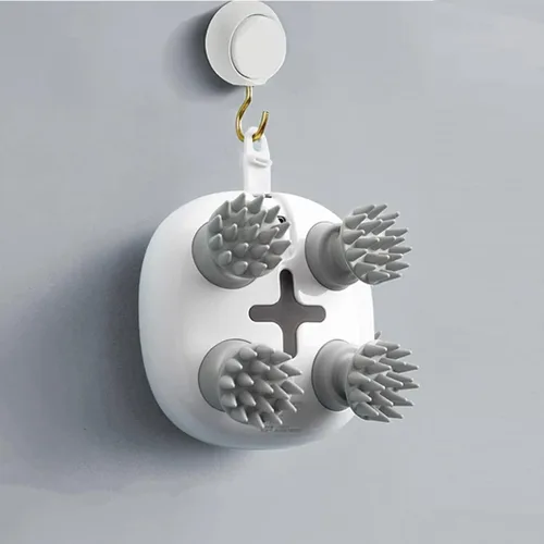 Miniatura 6 de Masajeador eléctrico para cuero cabelludo, rascador de cabeza imita masaje de amasado de cuatro dedos, recargable e impermeable, masajeador de Blanco