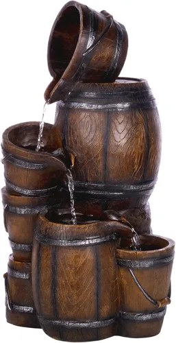Miniatura 12 de Alpine Corporation ZEN576S - Bomba de agua de diseño rústico para exteriores y fuente de suelo de barril, letrero de bienvenida, 24 pulgadas