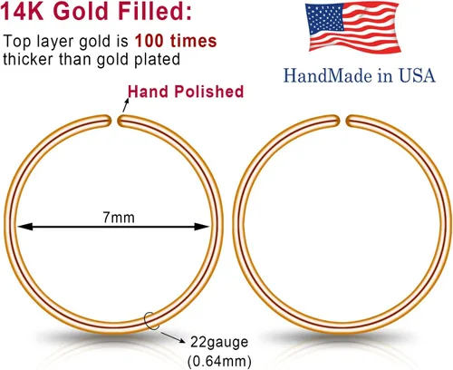 Miniatura 122 de Small Gold or Sterling Silver Huggie Hoop Earrings for Women Cartilage Nose Helix Tragus