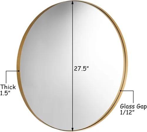 Miniatura 6 de Tangkula Espejo redondo para colgar en la pared de 28 pulgadas, espejo redondo para baño, marco de metal, espejo circular decorativo para baño, sala