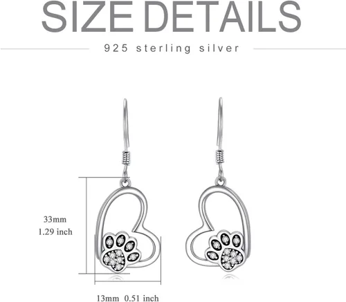 Miniatura 57 de POPKIMI Bonitos aretes colgantes de animales, joyería de animales, regalos de cumpleaños y Navidad para mujeres, aretes de ópalo de cristal de plata