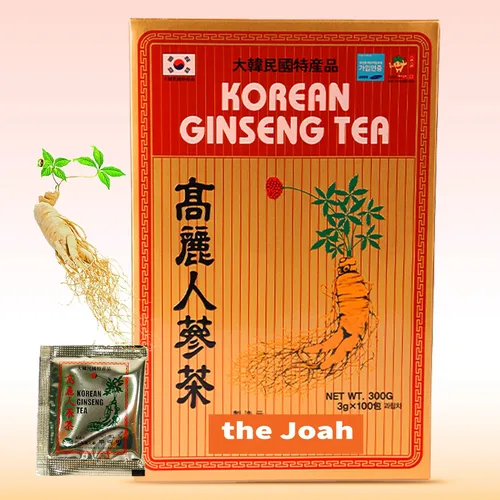 Té coreano de ginseng – Sin cafeína, 0.11 oz en polvo de una sola porción 100 bolsitas, mejora la circulación sanguínea, el rendimiento intelectual
