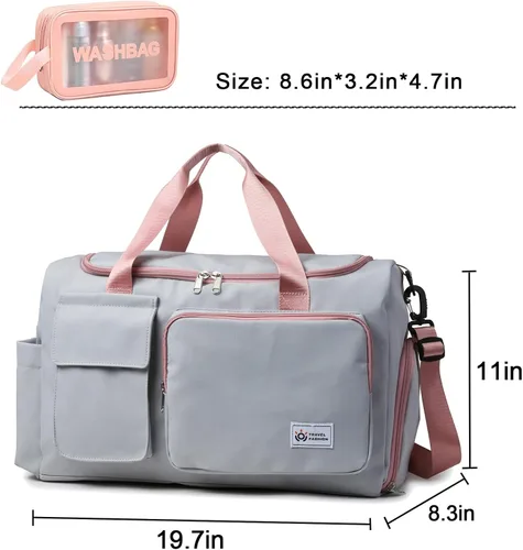 Miniatura 256 de Pequeña bolsa de gimnasio para mujer, bolsa de viaje con compartimento para zapatos