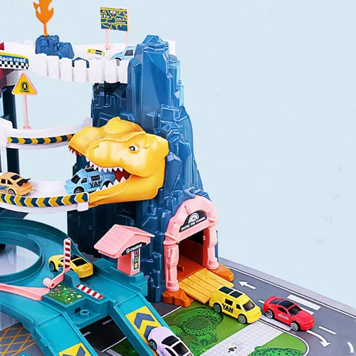 Miniatura 3 de Pista de Rampa para Autos de Juguete Dinosaurio Escalando Colinas Vagón de Tren Vehículos Coloridos Juego de Construcción con 12 Mini Autos