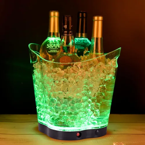 Miniatura 2 de Cubo de hielo LED – Cubo de hielo portátil colorido degradado de 6 litros, ideal para bar en casa, cerveza fría, champán y vino