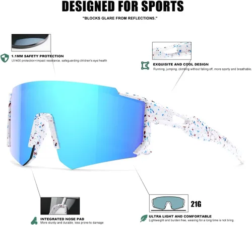 Miniatura 6 de SEKKAF Kids Sunglasses Youth Baseball Sunglasses for Boys Girls Softball Sports Sun Glasses UV Protection