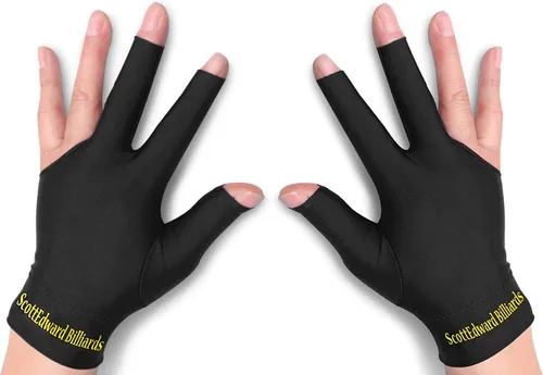Miniatura 9 de Scott Edward Guantes de billar 10 piezas/set 3 dedos abiertos Guantes de billar Guantes de taco de piscina Spandex para mano izquierda o derecha